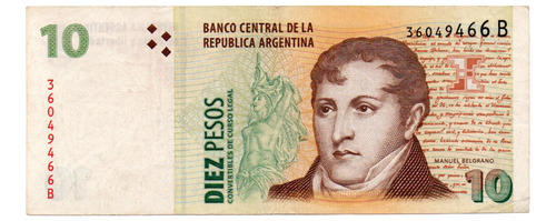 Billete 10 Pesos Convertibles Segundo Diseño Bottero 3402 Mb