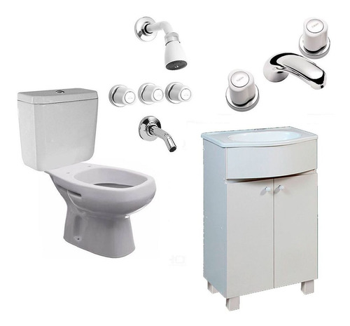 Combo Baño Monaco Inodoro Griferia Peirano Vanitory Roca