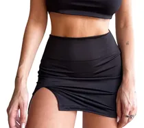 Comprar Pollera Corta Mini Lycra Elastizada C\u002F Tajo Tiro Alto Talles