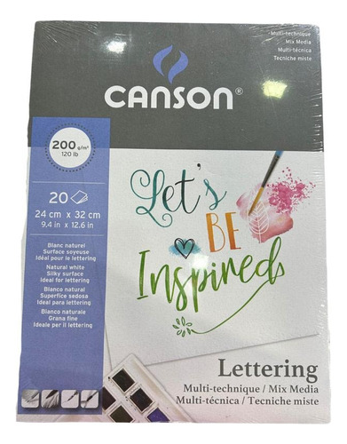 Block Canson Lettering Mix Media 200g/m2 24cm X 32cm 20hojas