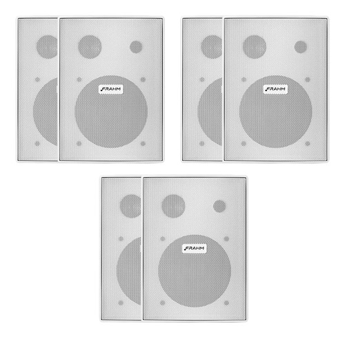 6 Caixas Som Acustica Ps200 Newplus 8ohms Branco Frahm