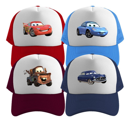 4 Gorras Sublimadas Modelo Disney Pixar Cars