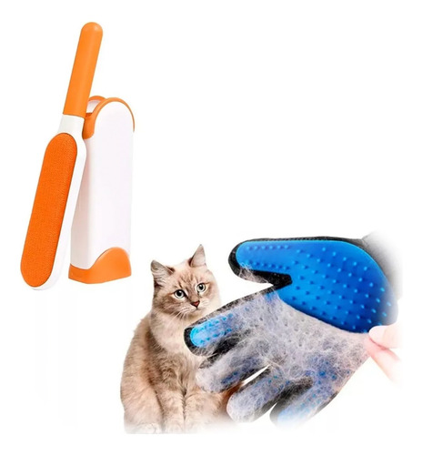 Kit Quita Pelusa Pelo Perro Gato Guante + Cepillo Mascotas ®