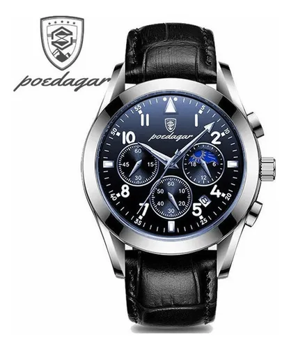 Reloj De Moda De Cuero Poedagar Calendar Luminous