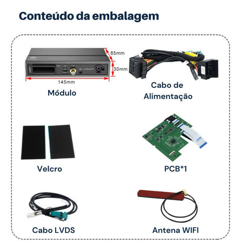 Módulo Carplay Wireless Sem Fio Apple Android Porsche Pcm3.1