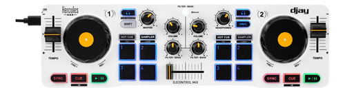 Controlador Hercules Djcontrol Mix, Android / Ios Compatible Color Blanco