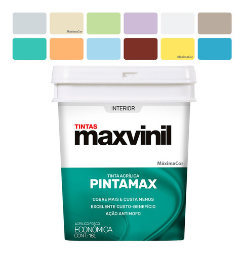 Tinta Econômica Lavável Anti Mofo Pintamax Maxvinil 18l