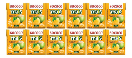 Kit 12 Água De Coco Sococo Mais Maracuja 200ml