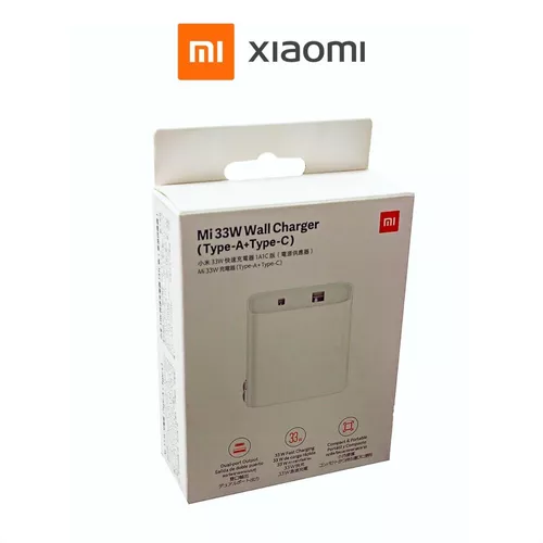 Cargador Pared Xiaomi Carga Rápida 33w Doble / Usb A + Usb C