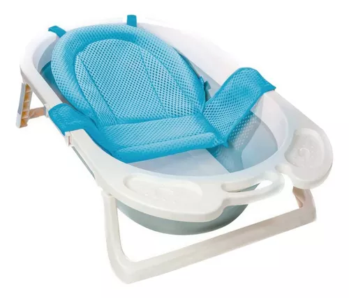 Hamaca de baño para bebés con bañera retráctil, soporte de seguridad Buba,  color azul liso