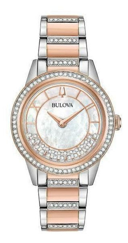 Reloj Mujer Bulova 98l246 Crystal Dial Rose Oro
