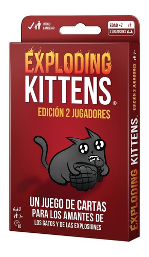 Exploding Kittens Edición 2 Jugadores-juego Cartas Español