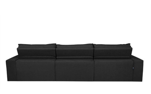 Sofá Cairo 4,12m Retrátil Reclinável Tecido Suede Preto Cama inBox