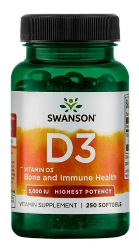 Imagen 1 de 1 de Vitamina D3 5000ui Potencia Max 250 Softgels (8 Meses)