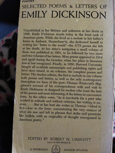 Emily Dickinson. Selected Poems & Letters Of... (Usado)