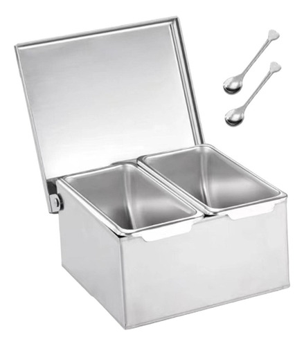 Tarros De Especias De Acero Inoxidable, 2 Rejillas