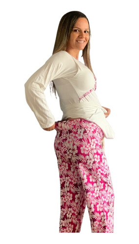 Pijama Maternal Pantalon Modelo Cruzado Sistema Lactancia