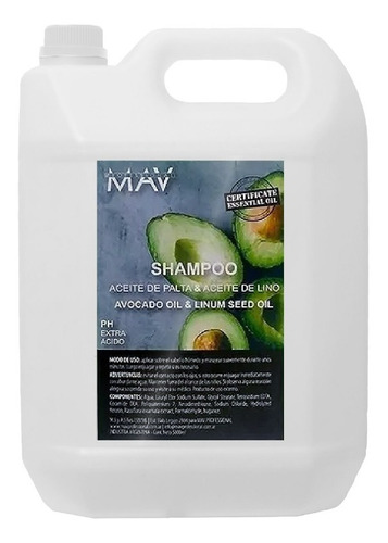 Shampoo De Palta Y Lino Ph Extra Acido Mav 5lt