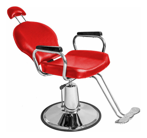 Silla Sillon Reclinable Barberia Salon Estetica Peluqueria Color Rojo