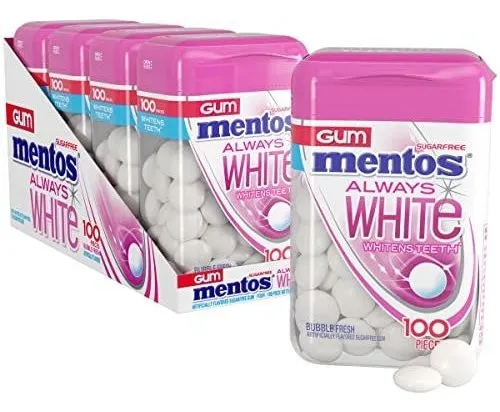 Mentos Always White Chicle Sin Azúcar Con Xilitol - 4 Botell
