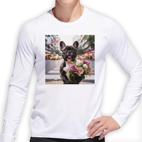 Remera Hombre Ml Bulldog Frances Ciudad Ramo Flores Amor