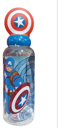 Botella Con Tapa 3d Capitan America 560 Ml Plastico Cabeza