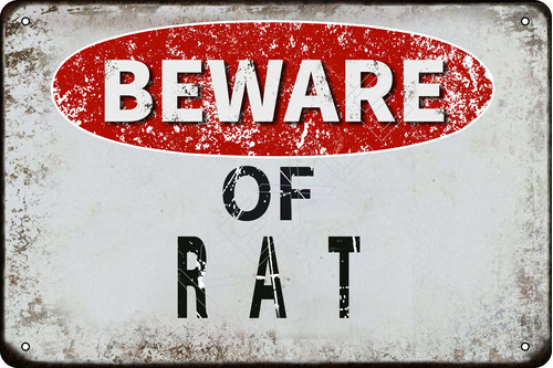 Kexle Letrero Metal Vintage Texto Ingl «beware Of Rat» Para