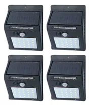 Comprar Set X4 Luz Led Exterior Solar Panel Aplique Con Sensor Movimiento Plafon Farol Detecta Movimiento Luz Para Jardin Entrada Casa Estructura Negro 20 Leds Levys Bazar