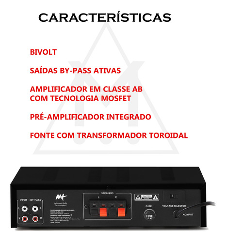 Amplificador Aat Integrado Pa-200 Para Multi-zona 100w Rms