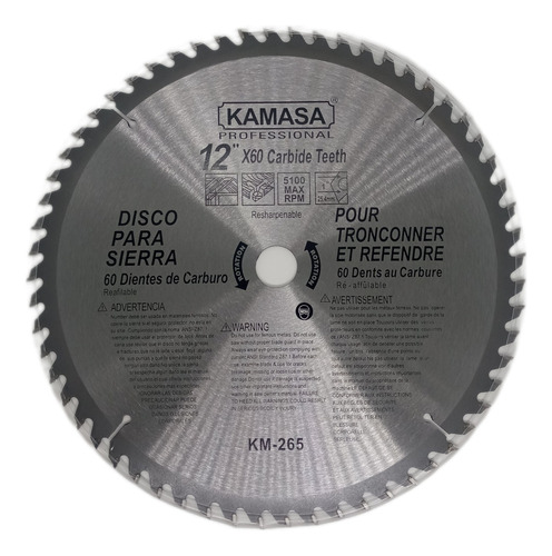 Disco Para Sierra 60 Dientes Kamasa Km265