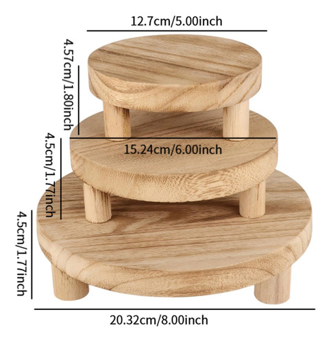 3 Piezas Pedestal De Madera Redonda Pedestal Pastel De
