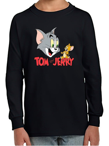 Polera Manga Larga Niño Tom Y Jerry Personajes 100% Algodón 