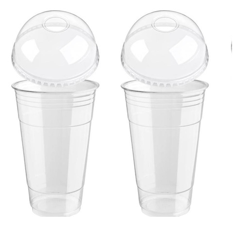 Vasos Transparente 20 Oz Para Frappe Con Tapa Domo C/100pz