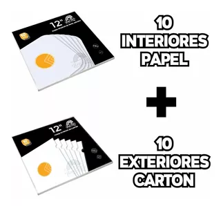 10 Fundas Interior Papel Y 10 Exterior Cartón Disco Vinil