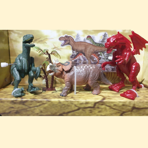 Imagen 1 de 4 de Dinosaurios Chicos Set X 3 Coleccionables Camina Ruge
