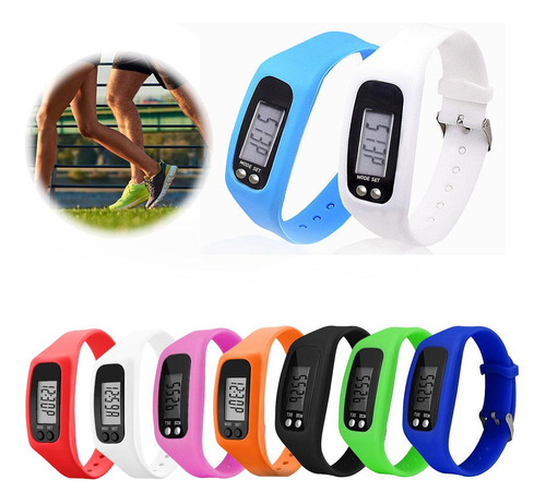 Podómetro Electrónico De Silicona Para Reloj De Pulsera Lcd
