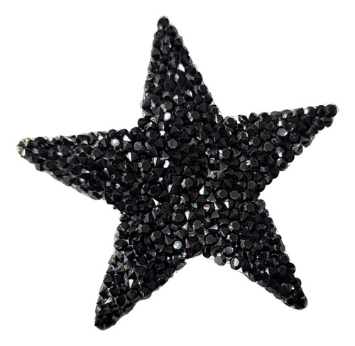 Aplique Estrella De Strass Mesh Negro 5x5 Cm Termoadhesiva