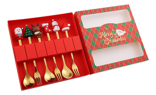 Juego De Cucharas Y Tenedores Navideños, 6 Piezas