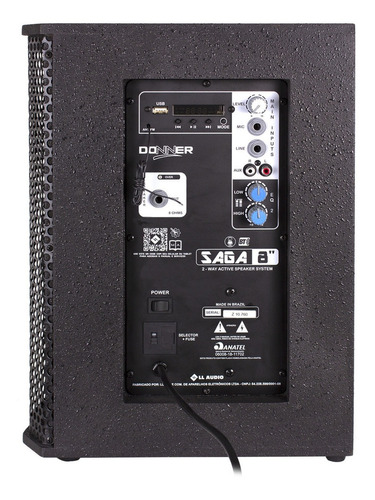 Alto-falante Donner Saga 8" portátil com bluetooth preto 127V/220V 