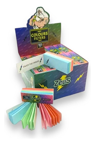 Caja Filtros De Carton Zeus Colores- 50u Tips X50 Unidades