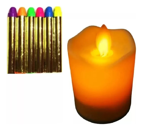 Kit Crayolas Neon + 100 Vela 7 Cm Led
