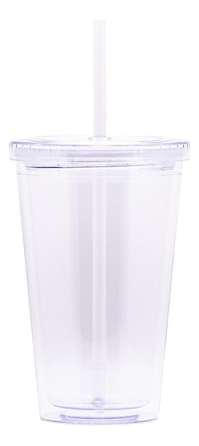 Vaso Transparente Certificado Savvy Con Tapa Y Popote Reutil