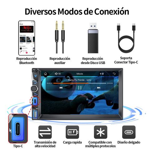 7'' Auto Estéreo Carplay Mirrorlink Mp5 Con Pantalla Táctil Color 7 Carplay Mp5