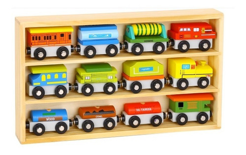 Set Trenes De Madera Acacia Magnific Original