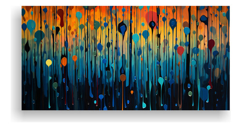 40x20cm Cuadro Abstracto Monsoon Moods En Gotas De Lluvia