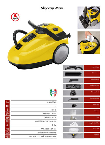 Generador De Vapor Lavor Skyvap 120v, 4 Bar, 1500w Domestico