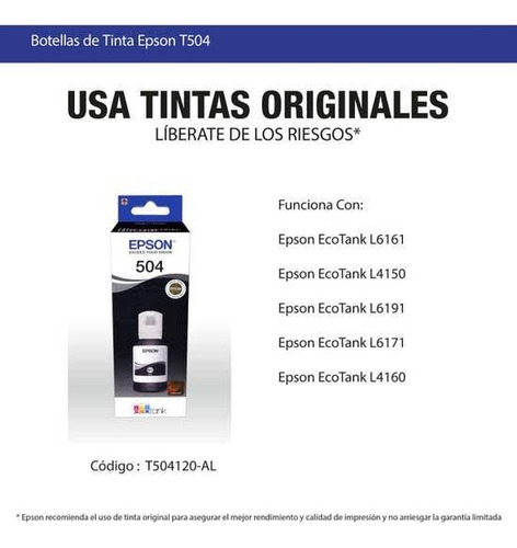 Epson T504 Tinta Original 124ml Color Negro 1 Pz Negro (Usado)