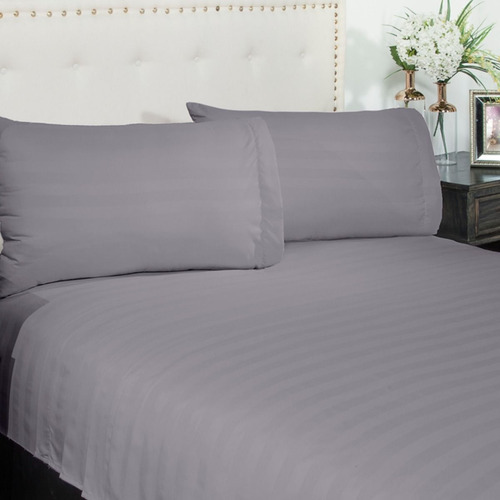 Juego De Sabanas King Size Soft Gris Color Gris Diseño De La Tela Rayado