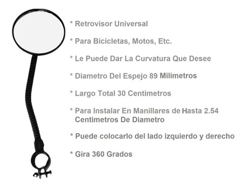 Imagen 2 de 2 de Espejo Retrovisor Universal Para Bicicletas