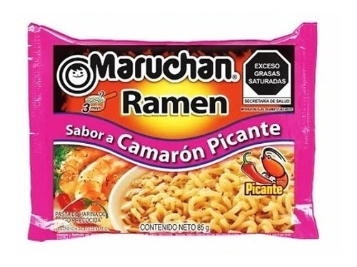 Sopa Maruchan Ramen Sabor A Camarón Picante 85g, Caja24 Pzas